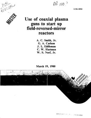 Use of coaxial plasma guns to start up field-reversed-mirror reactors