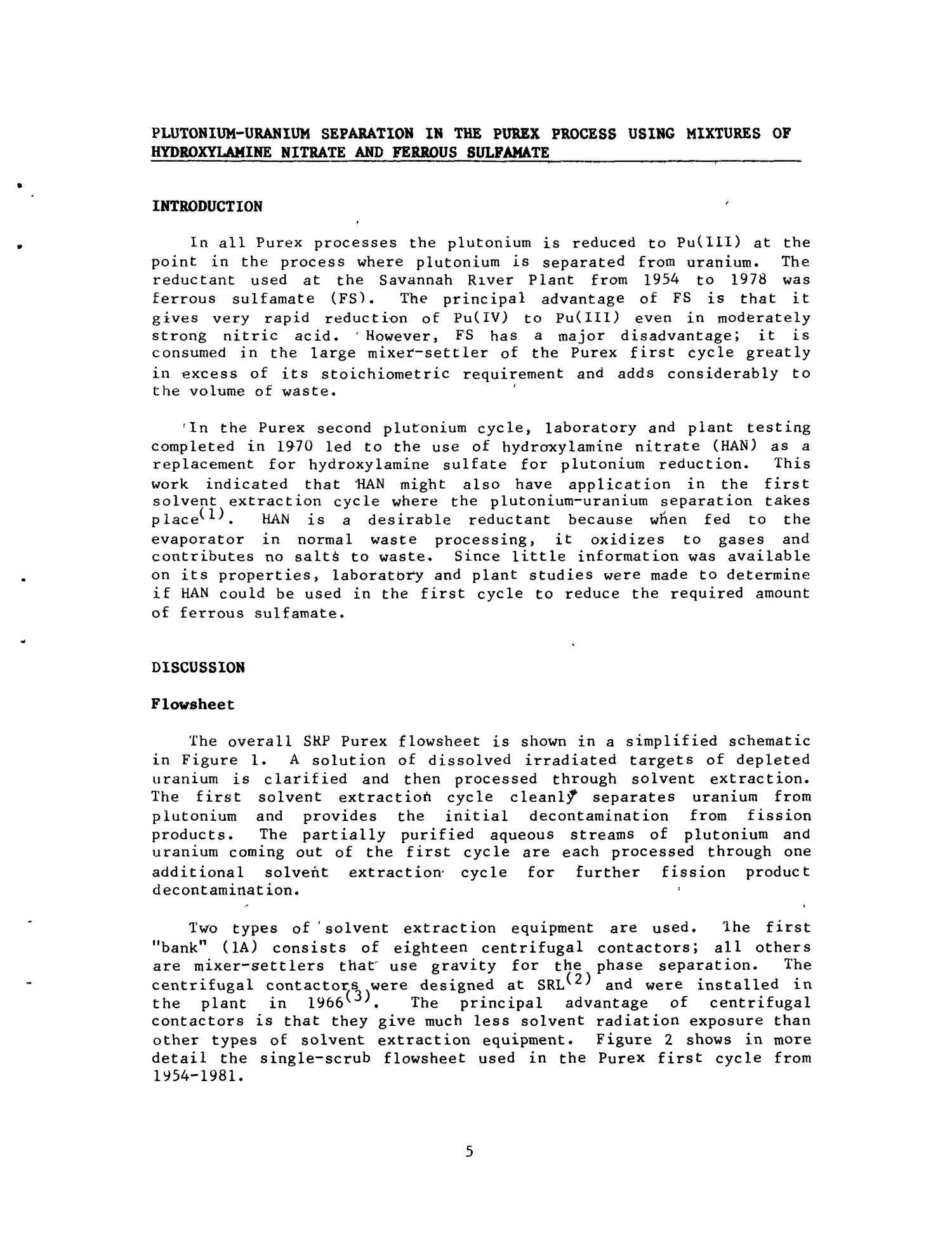 Plutonium-uranium separation in the Purex process using mixtures of hydroxylamine nitrate and ferrous sulfamate
                                                
                                                    [Sequence #]: 7 of 29
                                                