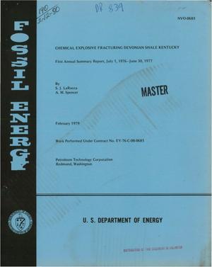 Chemical explosive fracturing devonian shale Kentucky. First annual summary report, July 1, 1976-June 30, 1977