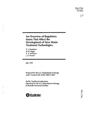 Primary view of object titled 'An overview of regulatory issues that affect the development of new waste treatment technologies'.