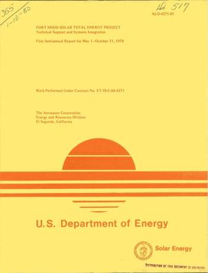 Primary view of object titled 'Fort Hood solar total energy project. Technical support and systems integration. First semiannual report, May 1-October 31, 1978'.