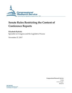 Primary view of object titled 'Senate Rules Restricting the Content of Conference Reports'.