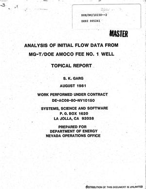 Analysis of Initial Flow Data from MG-T/DOE Amoco Fee No. 1 Well