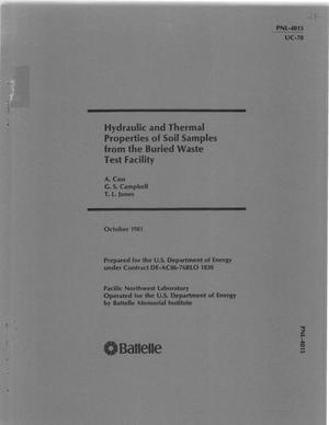 Hydraulic and Thermal Properties of Soil Samples From the Buried Waste Test Facility