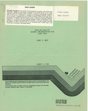 NESD CAE facility minimal implementation plan (June 1982)