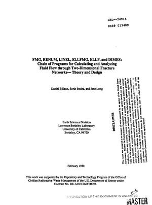 FMG, RENUM, LINEL, ELLFMG, ELLP, and DIMES: Chain of programs for calculating and analyzing fluid flow through two-dimensional fracture networks -- theory and design