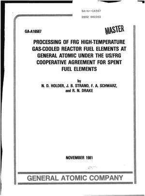 Processing of FRG high-temperature gas-cooled reactor fuel elements at General Atomic under the US/FRG cooperative agreement for spent fuel elements