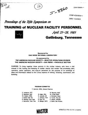 Proceedings of the fifth symposium on training of nuclear facility personnel