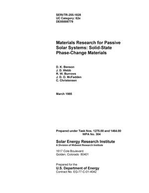 Materials research for passive solar systems: solid-state phase-change materials