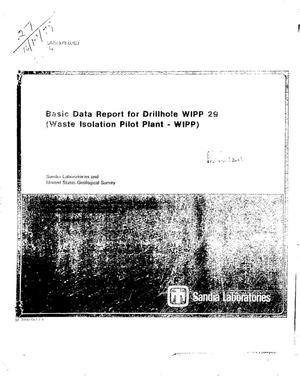 Basic data report for drillhole WIPP 29 (Waste Isolation Pilot Plant-WIPP)