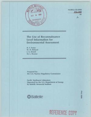 Use of reconnaissance level information for environmental assessment. [Information available from existing sources that satisfies information needs of siting and operational aspects of NPP]