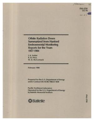 Offsite radiation doses summarized from Hanford environmental monitoring reports for the years 1957-1984. [Contains glossary]