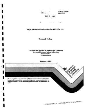 Ship tracks and velocities for WCSEX 1991