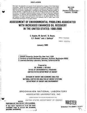 Assessment of environmental problems associated with increased enhanced oil recovery in the United States: 1980-2000