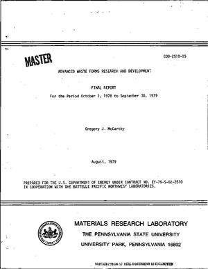 Advanced waste forms research and development. Final report, October 1, 1978-September 30, 1979. [Supercalcine-ceramics; Soxhlet leachability]