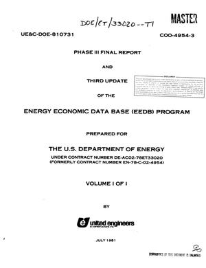 Energy Economic Data Base (EEDB) Program. Phase III. Final report and third update