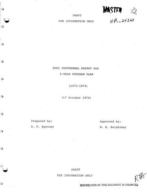 EPRI geothermal energy R and D 5-year program plan (1975 to 1979)