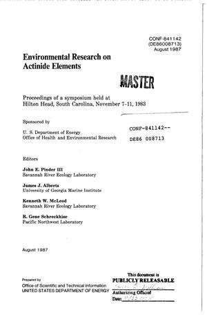 Environmental research on actinide elements