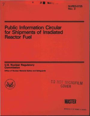 Primary view of object titled 'Public information circular for shipments of irradiated reactor fuel'.