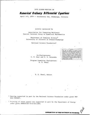 1979 SIGNUM Meeting on Numerical Ordinary Differential Equations. [University Inn, Champaign, IL, April 3-5, 1979]