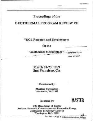 Geothermal Program Review VII: proceedings. DOE Research and Development for the Geothermal Marketplace