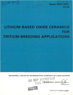 Lithium-Based Oxide Ceramics for Tritium-Breeding Applications