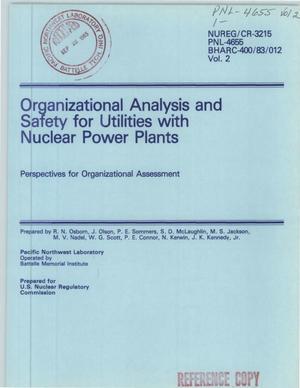 Organizational analysis and safety for utilities with nuclear power plants: perspectives for organizational assessment. Volume 2. [PWR; BWR]