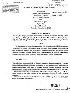Report of the QCD Working Group