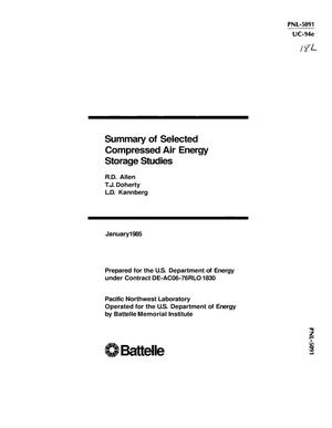 Summary of selected compressed air energy storage studies