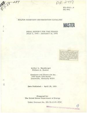 Sulfur resistant methanation catalyst. Final report, July 1, 1975--January 31, 1978