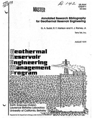 Annotated research bibliography for geothermal reservoir engineering