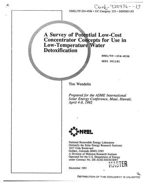 A survey of potential low-cost concentrator concepts for use in low-temperature water detoxification