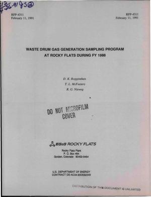 Waste drum gas generation sampling program at Rocky Flats during FY 1988