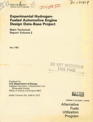 Experimental hydrogen-fueled automotive engine design data-base project. Volume 2. Main technical report