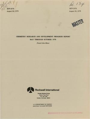 Primary view of object titled 'Chemistry research and development progress report, May-October, 1978'.