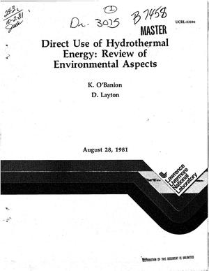 Direct use of hydrothermal energy: a review of environmental aspects