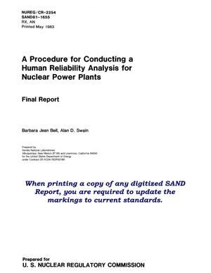 Procedure for conducting a human-reliability analysis for nuclear power plants. Final report