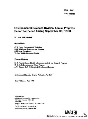 Environmental Sciences Division annual progress report for period ending September 30, 1990