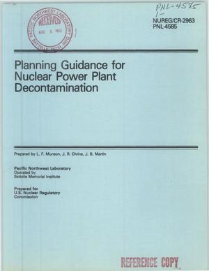 Planning guidance for nuclear-power-plant decontamination. [PWR; BWR]