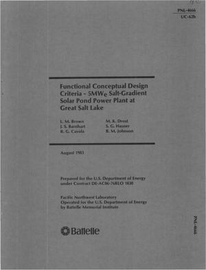 Functional Conceptual Design Criteria - 5-MW/sub e/ salt-gradient solar pond power plant at Great Salt Lake