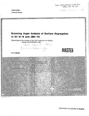 Scanning Auger analysis of surface segregation in 21-6-9 and JBK-75