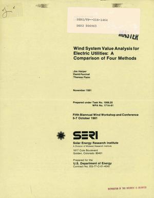 Wind system value analysis for electric utilities: a comparison of four methods