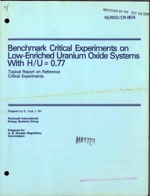 Benchmark Critical Experiments on Low-Enriched Uranium Oxide Systems With H/U = 0. 77