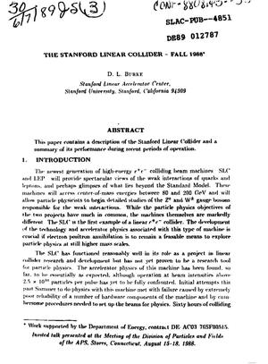 The Stanford Linear Collider, fall 1988