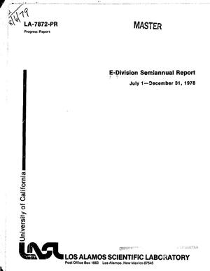 E-Division semiannual report. Progress report, July 1--December 31, 1978