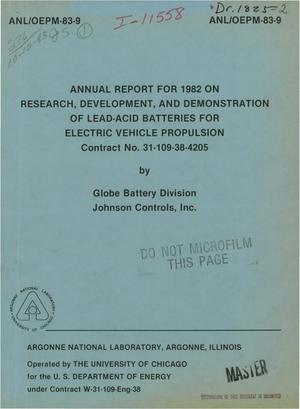 Research, development, and demonstration of lead-acid batteries for electric-vehicle propulsion. Annual report for 1982