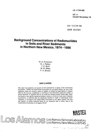 Background concentrations of radionuclides in soils and river sediments in northern New Mexico, 1974-1986