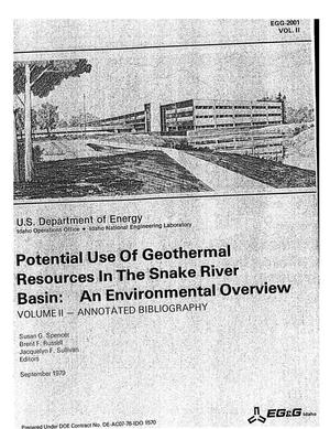 Potential use of geothermal resources in the Snake River Basin: an environmental overview. Volume II. Annotated bibliography