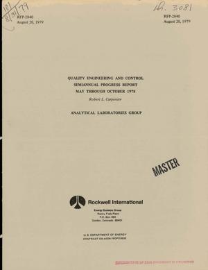 Quality engineering and control. Semiannual progress report, May-October 1978