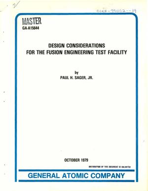 Design considerations for the fusion engineering test facility